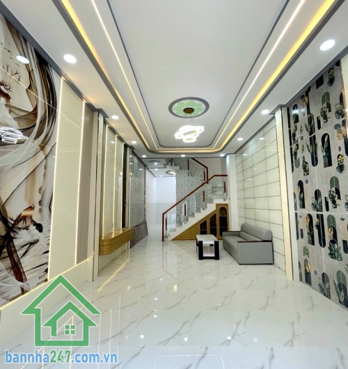 NHỈNH 4 TỶ – NHÀ MỚI 2 TẦNG – GẦN NGÃ TƯ BỐN XÃ – GIÁP TÂN PHÚ, QUẬN 6 - 3 PN – 3 WC * Diện tích: 55,1m² (4,05 x 16,26m) * Kết cấu: 1 trệt 1 lầu, nhà mới – xách va li và ở ngay